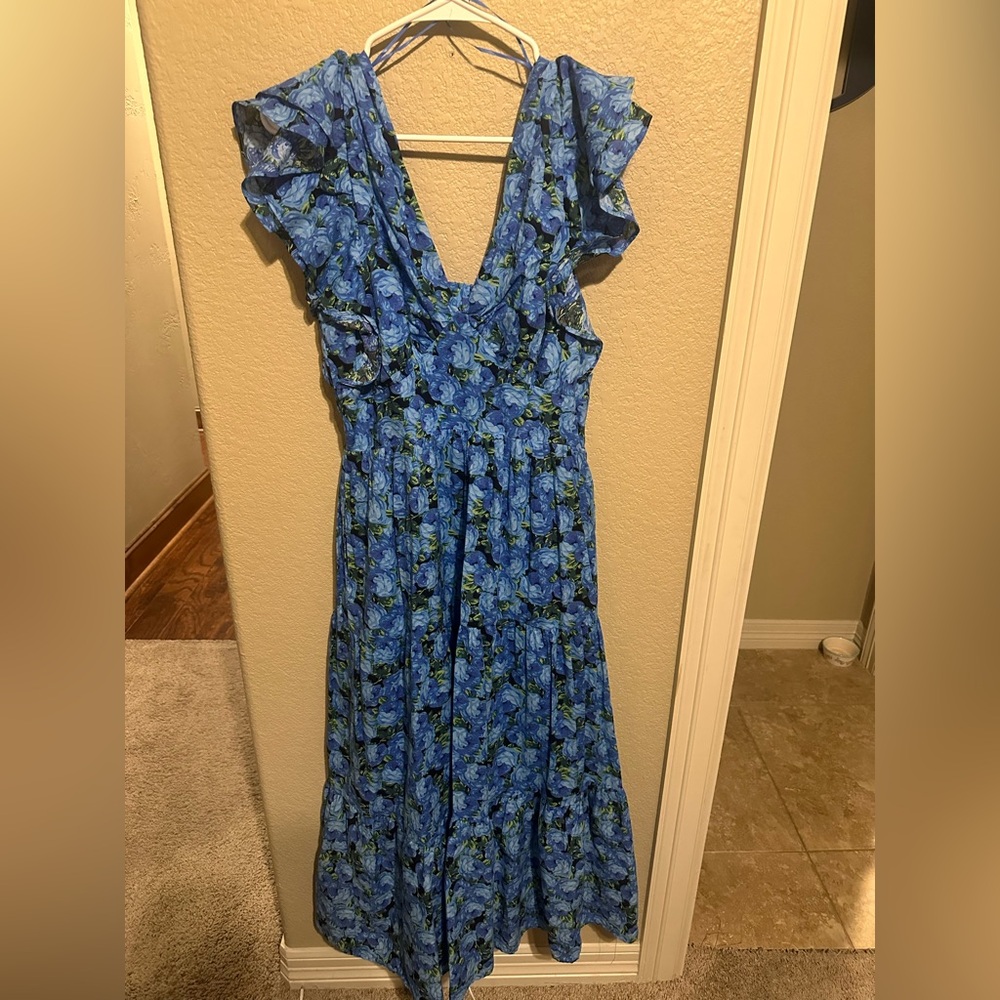 English Factory Blue Floral Maxi Dress